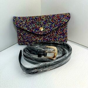 Multi-Color Blue Bling Waist/ Versatile Wear Waist/Clutch Bag New With Tag